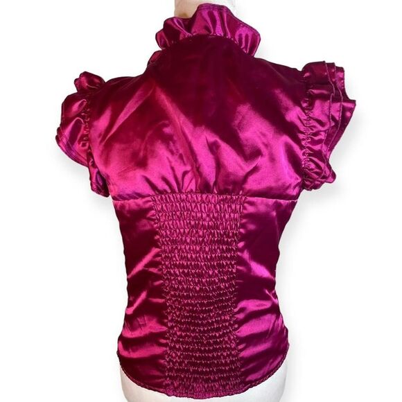 Y2K magenta ruffle corset style blouse - Picture 5 of 5